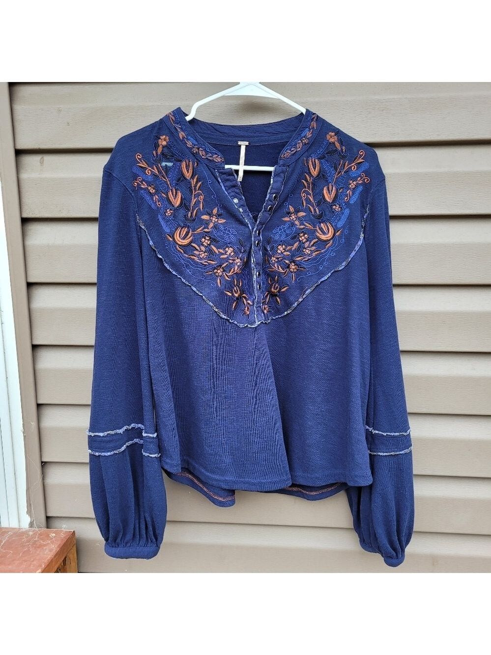 Free People Sundance Embroidered Henley Top - Picture 4 of 8
